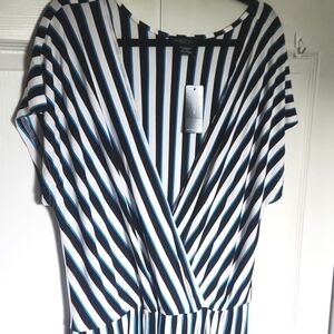 Michel Studio Faux Wrap Striped Maxi Dress - Size 1x